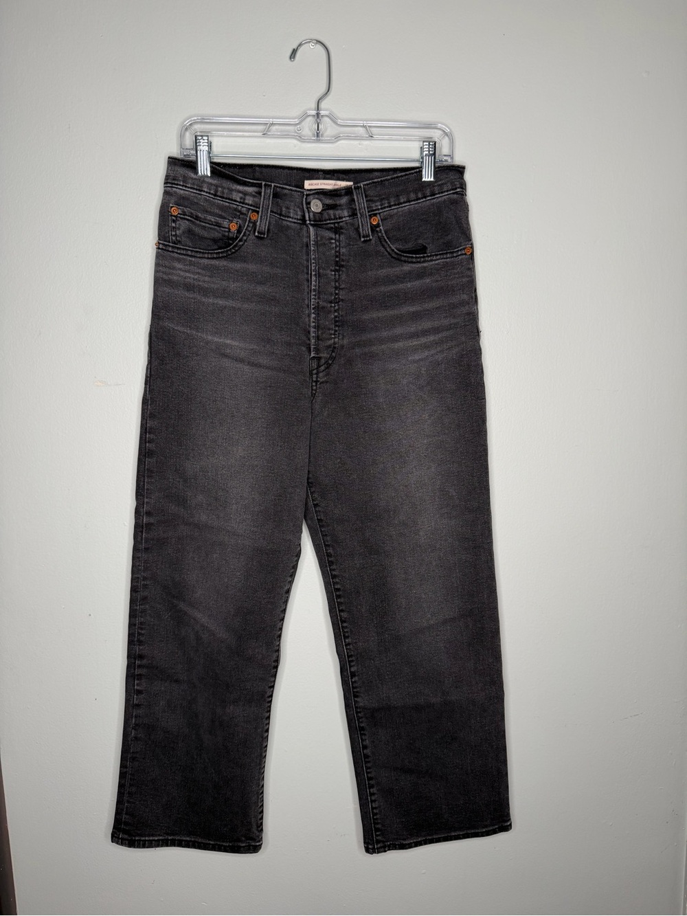 Levi's Ribcage Straight Ankle Jeans Womens 30 X 27 Black Denim
